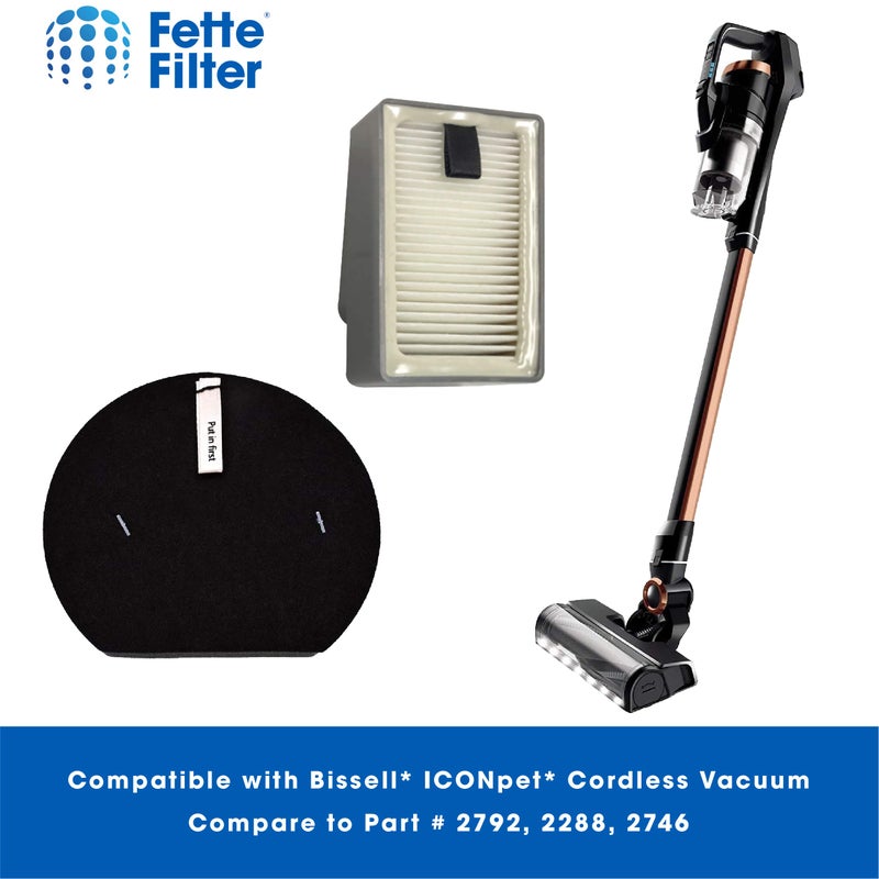 Fette Filter - Filter Set Compatible with Bissell ICON Pet Cordless Stick Vacuums Compare to Part # 1621427 &1621616 & 1621064 & 2792 (2 Pre & 2 Post Motor Filters) - Image 5